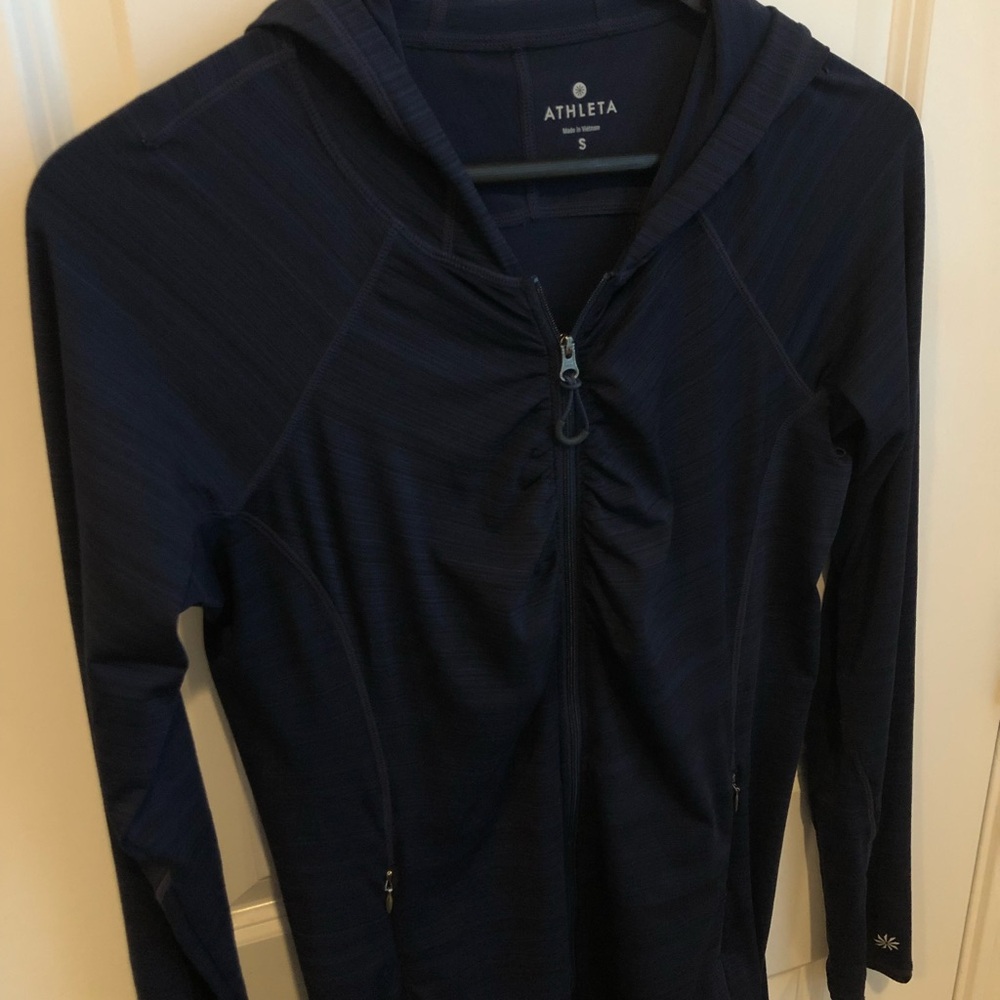 Athleta Navy Hooded Jacket Zip Up Jacket Workout Women’s Jacket Small